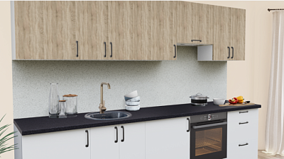 Кухня на заказ Дуб Тоскана светлый - Белый софт